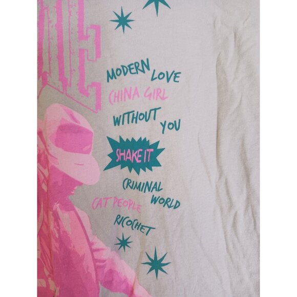 David Bowie Women's Soft Lightweight Crewneck Short Sleeve Band Tee Tan M - Picture 3 of 6